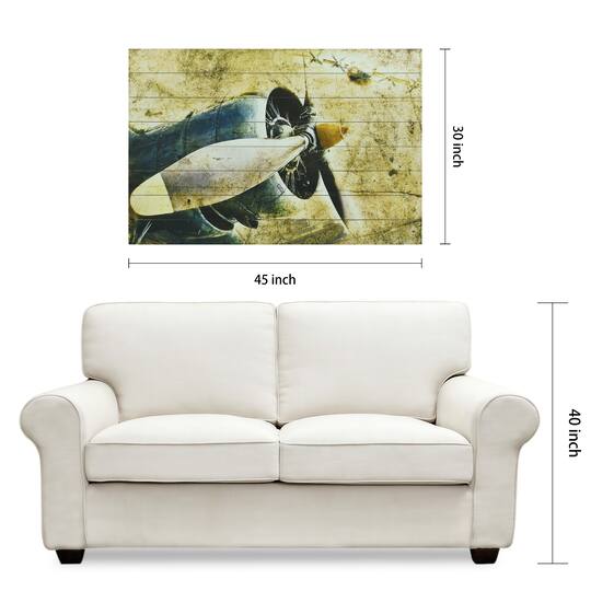Empire Art Direct Arte de Legno 30" x 45" Airplane Digital Print Planks Wall Art